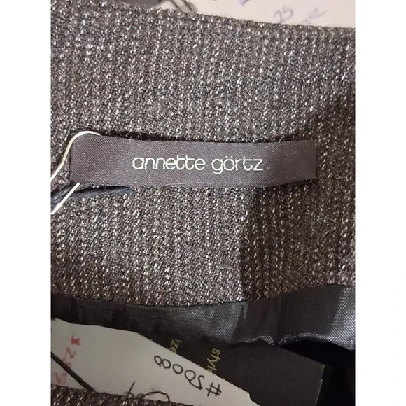 Annette Görtz Billy Brown Pinstripe Midi Skirt Contrast Stripe Size 34 NEW - Picture 2 of 7